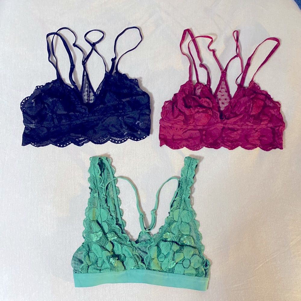 Aerie Double Strap Lace Bralettes - set of 3!